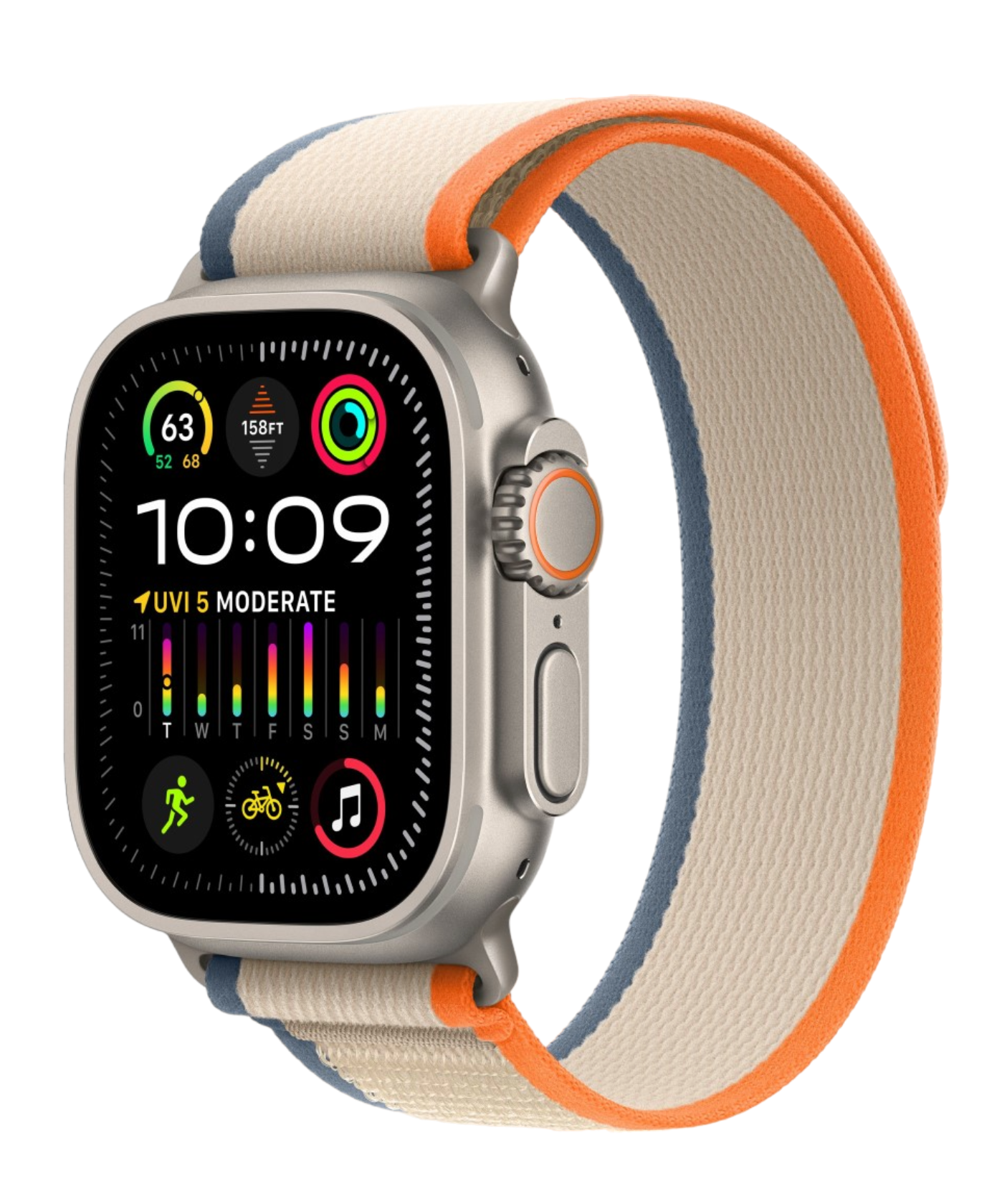 Apple Watch Ultra 2 GPS, 49 мм, корпус из титана, ремешок Trail  оранжевого/бежевого цвета (MRF13) купить в Краснодаре