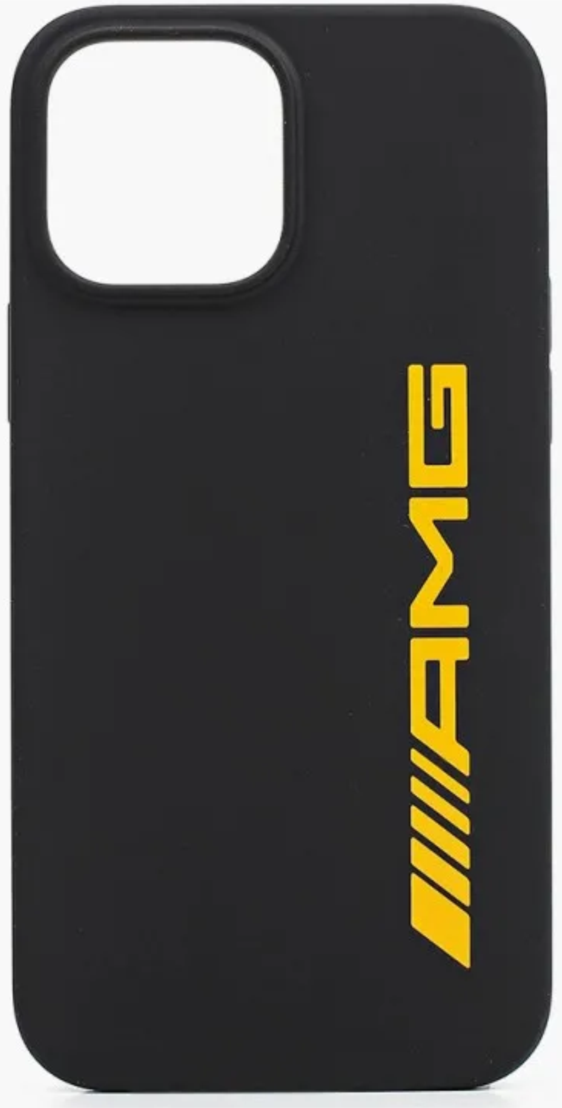 Чехол Mercedes для iPhone 13 Pro Max Liquid silicone with Yellow big logo  Hard Black купить в Краснодаре