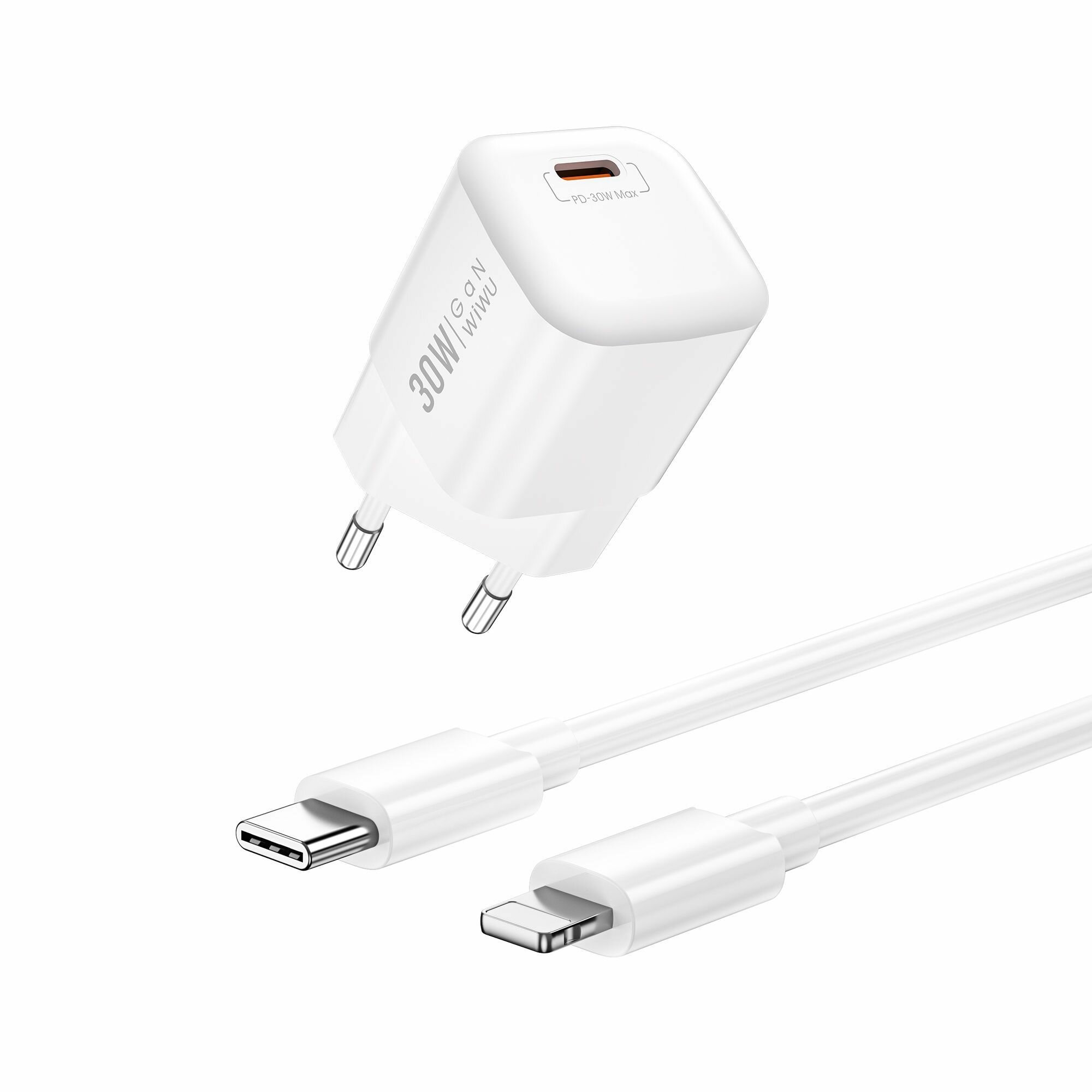 Купить Сетевое зарядное устройство WiWU U006 USB-C 30W+кабель Type-C-Type-C  (Вилка UK) белый в Краснодаре